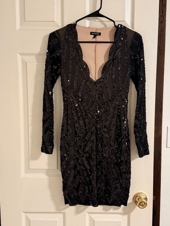Express Dresses & Skirts - Express Black Sequin Long-Sleeve Mini Dress